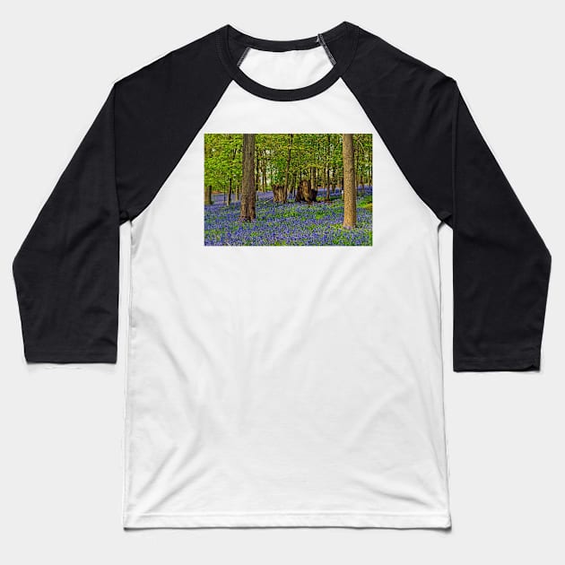 Bluebells Bluebell Woods Greys Court Oxfordshire UK Baseball T-Shirt by AndyEvansPhotos